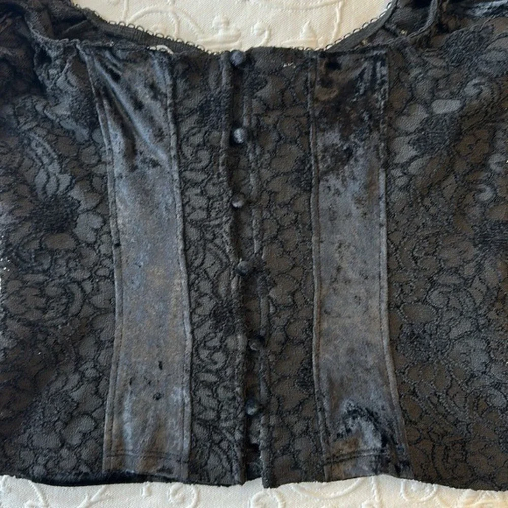 Bali‎ Moves Black Velvet and Lace Corset Cami Top by Intimately by Free People S